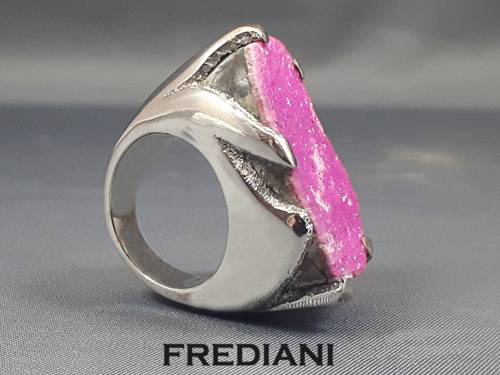 Cobaltocalcite naturelle en bague argent