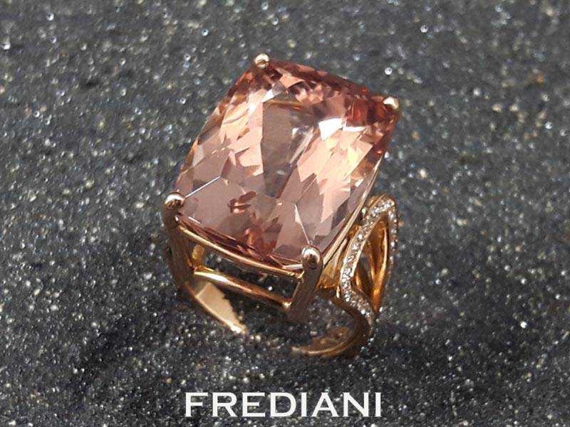 bague en or rose morganite et diamants