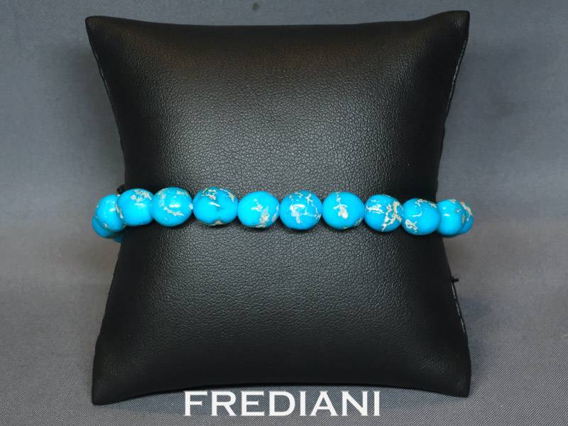 Bracelet en perles baroques de turquoises naturelles et fermoir en argent 950/000