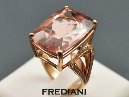 bague en or rose morganite et diamants