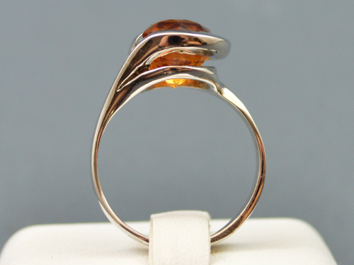 Bague en Argent et Citrine Dorée