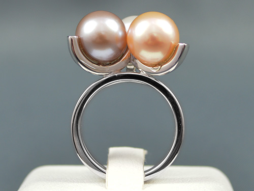 Bague en Or blanc, Perle de culture et Diamants