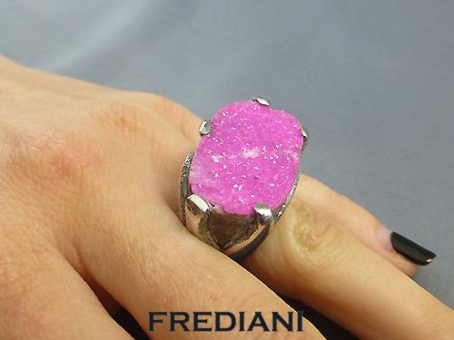 Cobaltocalcite naturelle en bague argent