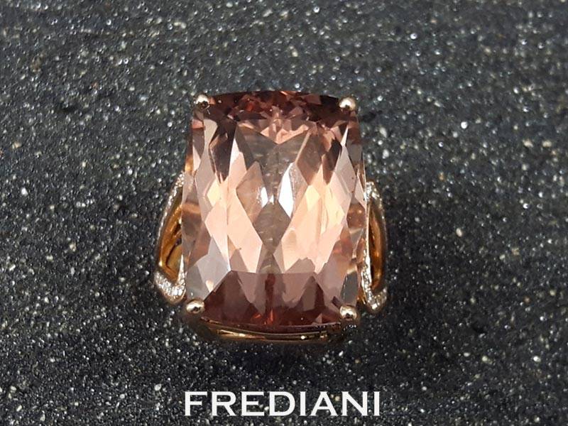 bague en or rose morganite et diamants