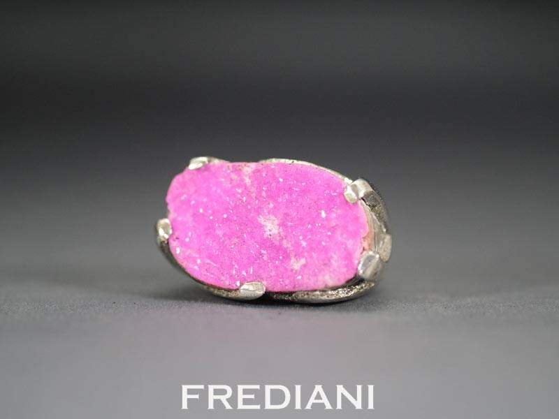 Cobaltocalcite naturelle en bague argent