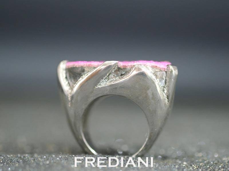 Cobaltocalcite naturelle en bague argent