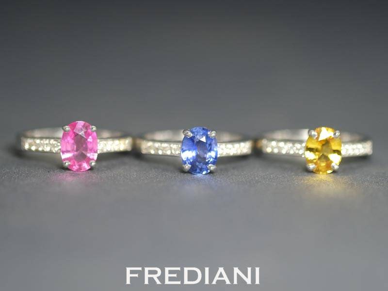 Bague Or Blanc, Saphir rose et diamants