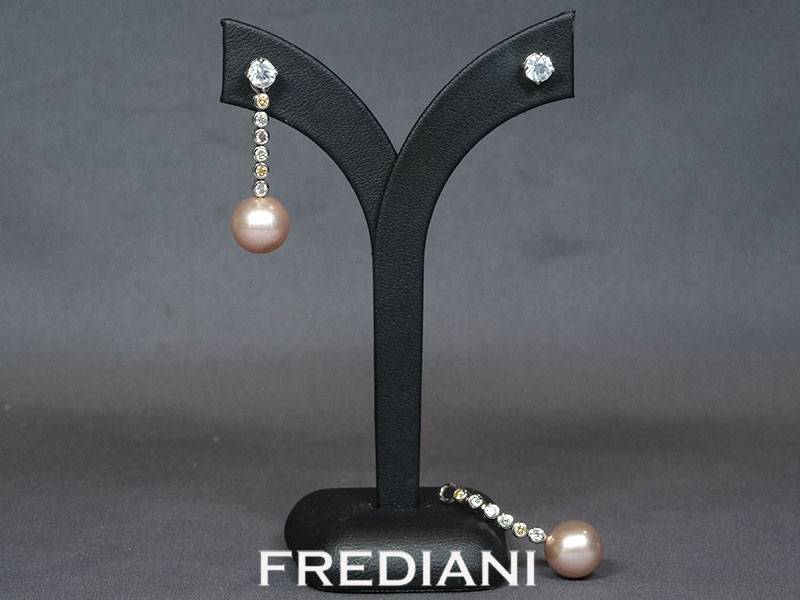 Boucles d'oreilles en or blanc diamants avec les pendants amovibles