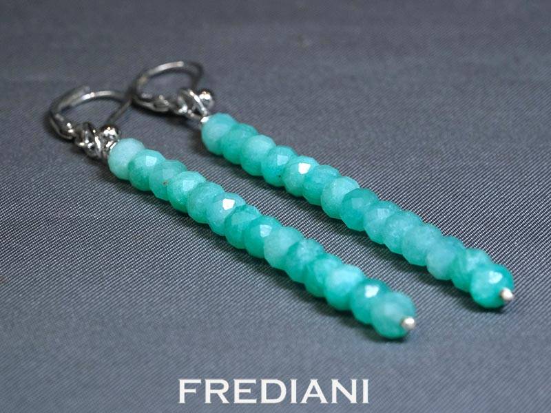 Boucles d'oreilles en argent 925/000 et boules facettées en Amazonite