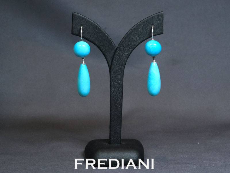 Boucles d'oreilles en argent 925/000 serties de turquoises