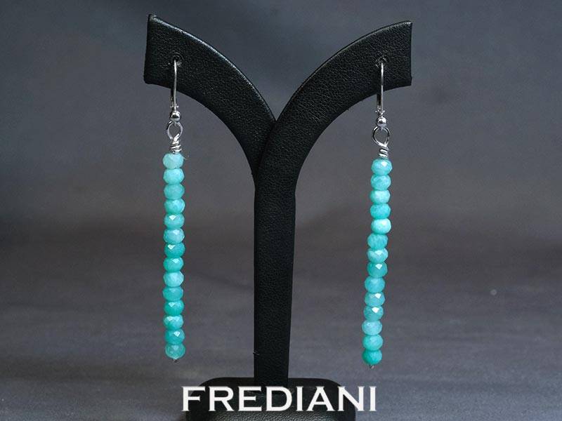 Boucles d'oreilles en argent 925/000 et boules facettées en Amazonite