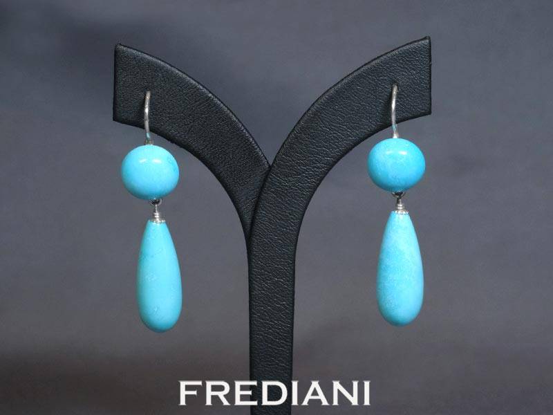 Boucles d'oreilles en argent 925/000 serties de turquoises