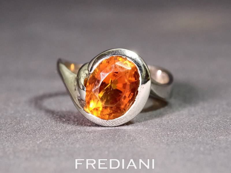 Bague en Argent et Citrine Dorée