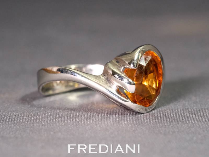 Bague en Argent et Citrine Dorée