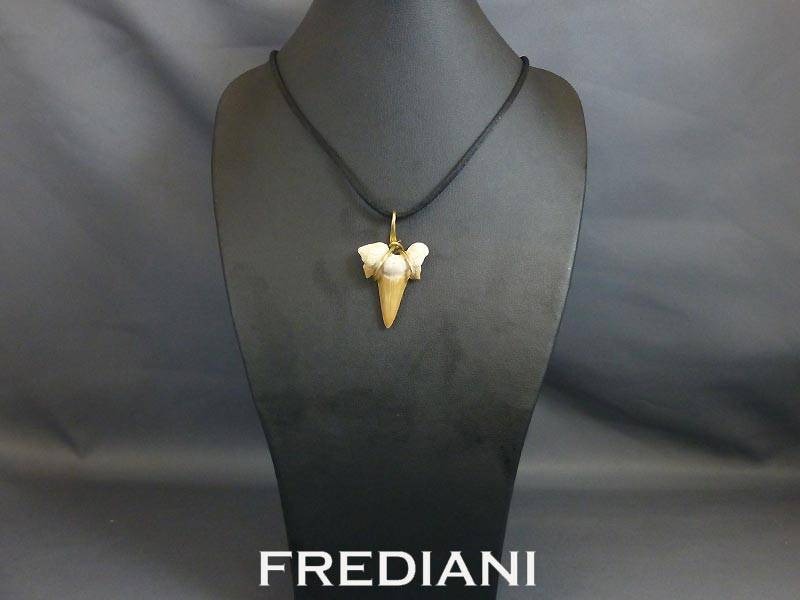 Pendentif en or jaune et dent de Requin
