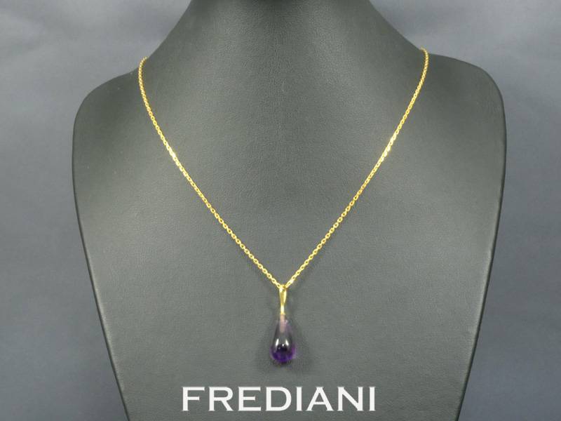 Pendentif en or jaune et améthyste pampille
