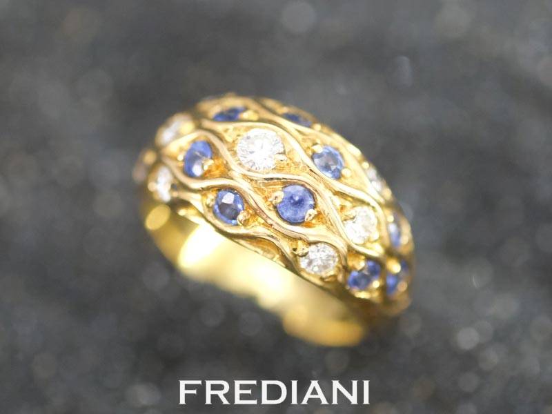 bague pavage saphirs bleus et diamants