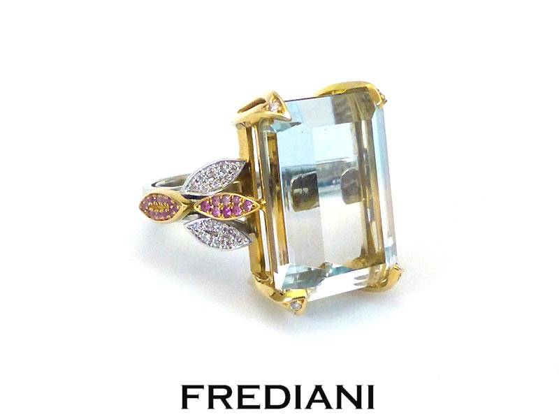 bague en or rose et blanc topaze bicolore diamants et saphirs roses